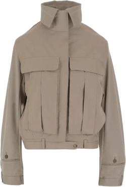 Upside Down Cotton Jacket With High Collar In Gray