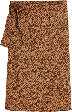 Cotton voile side-tie sarong in leopard print - BROWN