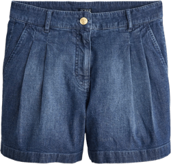 Pleated short in drapey denim - PARK AVENUE WASH
