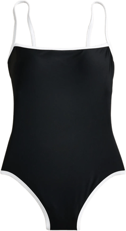 Contrast straight-neck one-piece - BLACK