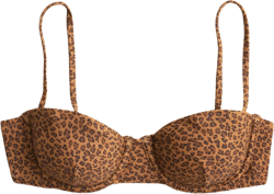 Balconette underwire bikini top in leopard print - BROWN