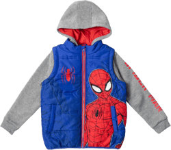 Marvel Spider-Man Little Boys Zip Up Vest 2fer Jacket Blue 4