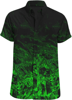 Green Mutant - Men&#39;s Short Sleeve Shirt - green and black gradient geometric swirl - men&#39;s green button up shirt-green and black dress shirt