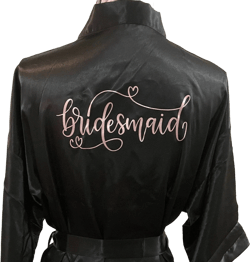 Bridesmaid Satin Belted Robe with Pockets- 100% Polyester
