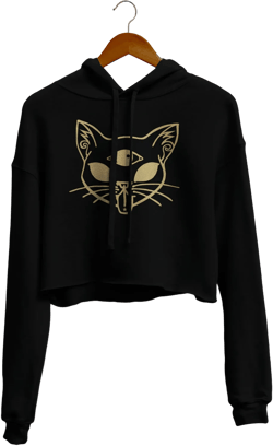 Reflective &quot;Trippy Cat&quot; Crop Hoodie