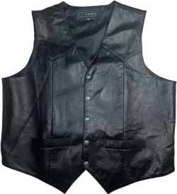 Men’s Black Biker Leather Vest – Roper Motorcycle Leather Waistcoat Cowboy Biker Snap Rodeo - Handmade Vintage Biker Festival Vest