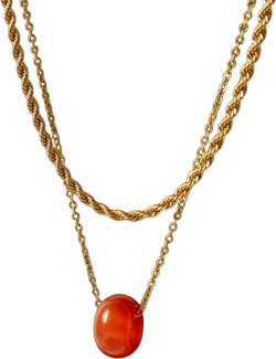 Gold Carnelian Necklace, Crystal Donut Stone Necklace, Gold Jewelry Set, Carnelian Pendant, Best Friend Gift, Mothers Day Gift for Her