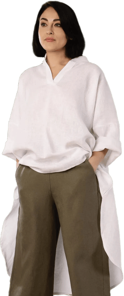 Long Linen Tunic Oversized, White Linen Asymmetrical Shirt, Long Sleeve Linen Tunic
