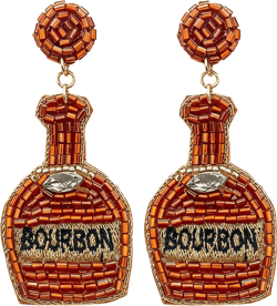 Bourbon Bottle Seedbead Clipon Earrings Seed Beaded Style Clip Post Design