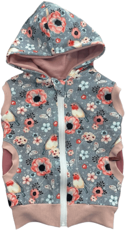 Cuddly vest vest robin bird flowers roses old pink grey jacket sweat jacket jersey teddy plush fleece 68 74 80 86 92 98 104 110 116