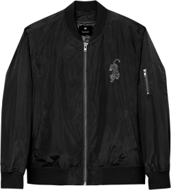 Tiger Embroidered Bomber Jacket, Stylish Animal Print Coat, Trendy Sustainable Outerwear, Unique Eco-Friendly Fashion, Statement Piece