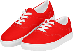 Solid Bright Hot Red Canvas Shoes Men&#39;s, Casual Slip-On Shoes, Fashion Comfortable Low Top Canvas Sneakers Shoes, Red Lovers, Gift for Him