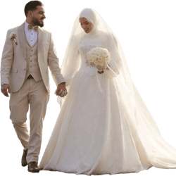 Elegant Lace Corset Hijab Wedding Dress – Modest A-Line Bridal Gown with Long Train | Custom Muslim Wedding Dress