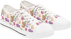 Wine Bottles and Grapes Women&#39;s Sneakers, Cheese Print Shoes for Wine Lovers, Foodie Fashion Footwear, Wine Tasting Event Gift, Wine Lover&#39;s
