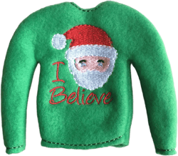 Elf sweater/holiday elf clothes/12” doll sweater/doll clothing/elf sweatshirt/elf clothing/elf costume/elf Santa shirt
