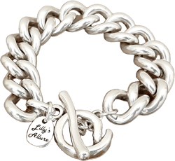 silver bracelet for women handmade chunky chain & link solid sterling silver plated unique toggle closure looks great on to everybody
