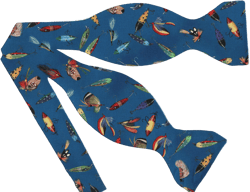 Fishing Bow Tie, Fishing Flies & Lures on Navy Blue, Self-tie, Pre-tied, Father&#39;s Day Gift, Bow ties for Men, Boys Bow tie, Girls Hair Bow