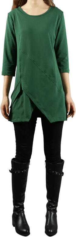 Boho tunic tops, 3/4 sleeve cotton tunic top, casual loose t-shirt, women&#39;s dark blue long tops(Y2008)