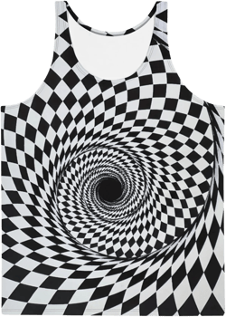 Hypnocast Tank Top, Optical Illusion Sleeveless Shirt, Trippy Graphic Tee, Psychedelic Swirl Pattern, Mesmerizing Festival Wear