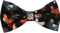 Rooster Bow tie, Hens, Chickes, Farm Eggs, Roosters on Black, Farmer Gift, Pre-tied Bow tie, Bow ties for Men, Boy Bow tie, Girl Hair Bow