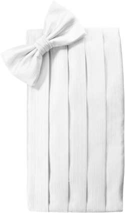 White Faille Silk Tuxedo Cummerbund and Bow Tie Set