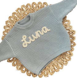 Blue Oversized Hand Embroidered Name Personalized Sweater