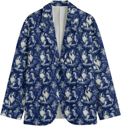 Shetland Sheepdog Toile de Jouy Dog Mens Cotton Blazer Victorian Sports Coat Baroque Jacket Blue Rococo Sheltie Country Club Golf Bandana