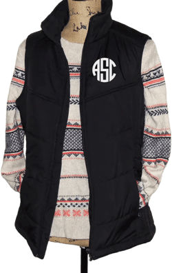Monogrammed Puffy Vest - Ladies Puff Vest - Monogrammed Gifts - Fall/Autumn Vest - Unique Gift Ideas - Monogrammed Outerwear