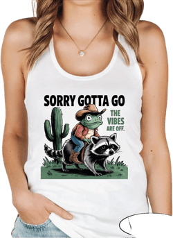 Funny Cowboy Frog Tank Top, Frog Racoon Cowboy Tank Top, Funny Racoon Tank Top, Funny Frog Tank Top, Women Racerback Tank Top, Funny Meme