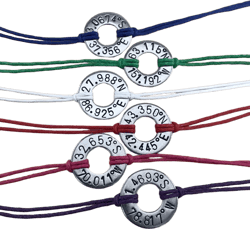 Coordinates washer bracelet, stainless steel washer bracelet, custom hand stamped longitude & latitude bracelet ONE bracelet