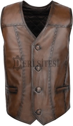Men&#39;s Soft Brown Leather Waistcoat – 100% Lambskin – Handmade in Turkey – Classic Fit – 2 Pockets – Gift for Him -Ships in 1 Day -Black Vest