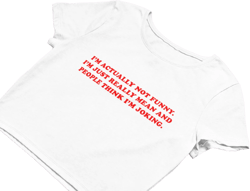 I&#39;m Actually Not Funny FLOWY FIT Crop Top | Gift for Girlfriend | Y2K Clothing | Funny Crop Top | Graphic Shirt | Cute Gift | 2000&#39;s Tee |