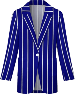 Women&#39;s Midnight Blue White Pinstripe Formal Event Summer Blazer Jacket..