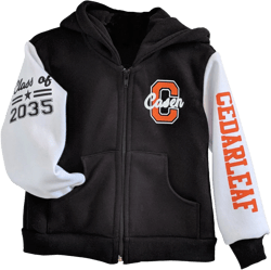 Personalized letterman jacket for kids; youth cheer jackets with hood or collar