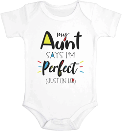 Aunt Baby , Baby Bodysuit, Cute Niece Nephew Baby Shower Gift, Baby Girl Clothes, My Aunt Says I&#39;m Perfect Just Like Her, Onesie®