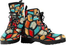 Combat Boots Books Pattern Mandala Boots for Women, Fashion personalized leather gifts for Her,   Custom ankle boots, Bohemian boots