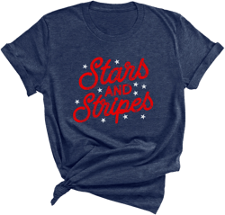 Cute 4th of July T-Shirt, Stars and Stripes Graphic Tee, Red White and Blue Shirt