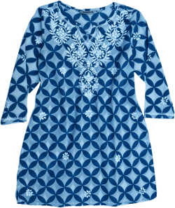 Ayurvastram - Mili Pure Cotton Printed and Hand Embroidered Tunic Top