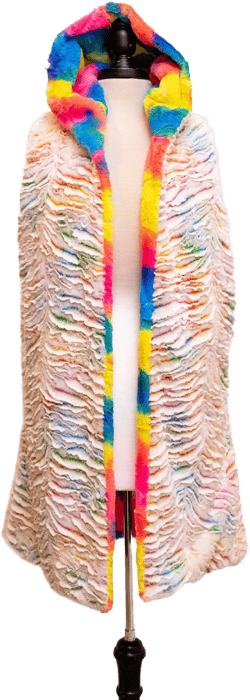 Reversible Hoodie Vest Tie Dye Faux Fur, Festival Rave, Funky, Colorful Made in the USA