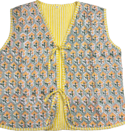 Cotton Quilted Waistcoat Vintage Style Quilted Vest Jackets, V-neck Floral Coat Holidays Gifts Sleeveless Jacket for Women Gifts