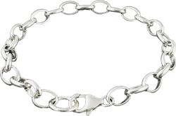 Chunky Silver Chain Bracelet, Solid Sterling Silver Charm Bracelet, Large Link 925 Rolo Chain Bracelet, Belcher Chain Bracelet