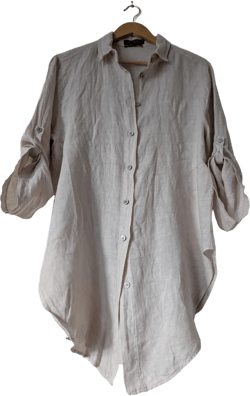 New - Linen &#39;Perfect Fit Boyfriend&#39; Longer Length Tunic Shirt / 4 Earth Tone Colors / by Breathe Clothing