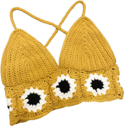 Sunflower Boho Crochet Bralette, Handmade Crop Top, Trendy Crochet Top
