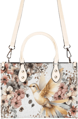 Hummingbird Garden Tote Handbag. Colorful Handbag, Waterproof PU Leather Tote, Top Handle Vegan Leather, Crossbody, Shoulder bag.