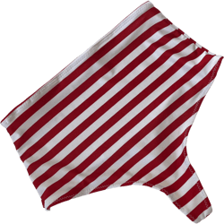 High Waist Thong Red and white stripes Swimsuit Bottom