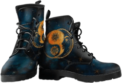 Combat Boots Yin Yang, Leather Boots, Vegan Leather Boots, Ankle Boots, Custom Printed Boots, Work Boots, Winter Leather Boots, High Quality