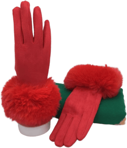Super Soft Ladies Gloves. Touchscreen &#39;flower&#39; for phone use. Thick Faux Fur Cuffs. Fully Lined. Winter Warmers. Vegan suede. Gift. Hands