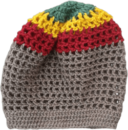 ILA IRise Dread Nett Crochet Rasta Tam/ Red Gold Green Rainbow at back/ Crochet Hat for Dreadlocks/ Rasta Crown/ Dreadlock Tam/ Reggae Hat