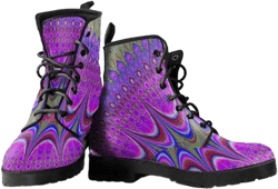 Combat Boots Purple Mandala Boots, Winter Boots Womens, Unique Shoes, Custom Printed Boots ,  Winter Leather Boots, Ankle Boots, Footware