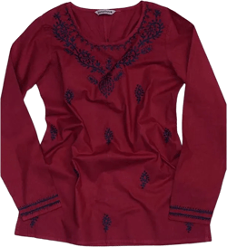 Ayurvastram Eri Hand Embroidered Pure Cotton Short Tunic Top